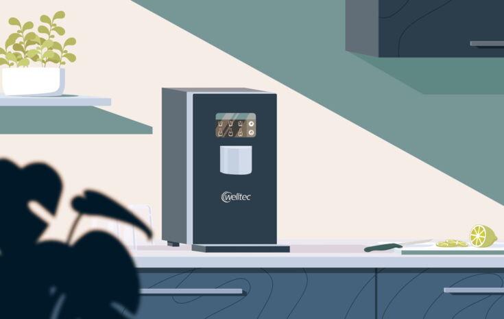 CUBE Comfort steht auf einer Küchenzeile